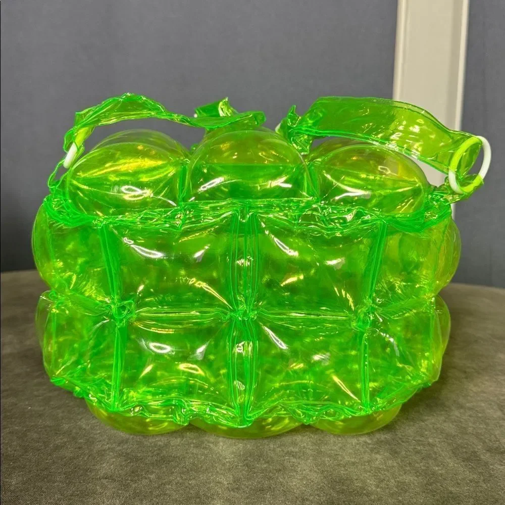 Green Inflatable Bubble Backpack Zipper Closure One Size NEW